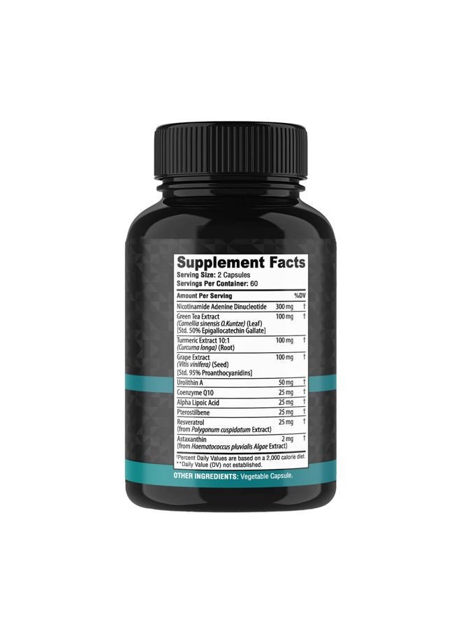 Vitabem NAD+ Supplement Complex – NAD Supplement+ 300 mg with Astaxanthin, Urolithin A, Resveratrol, CoQ10 & Antioxidant Blend – Cellular Energy, Mitochondrial Support – 120 Count (Pack of 1) - Image 2